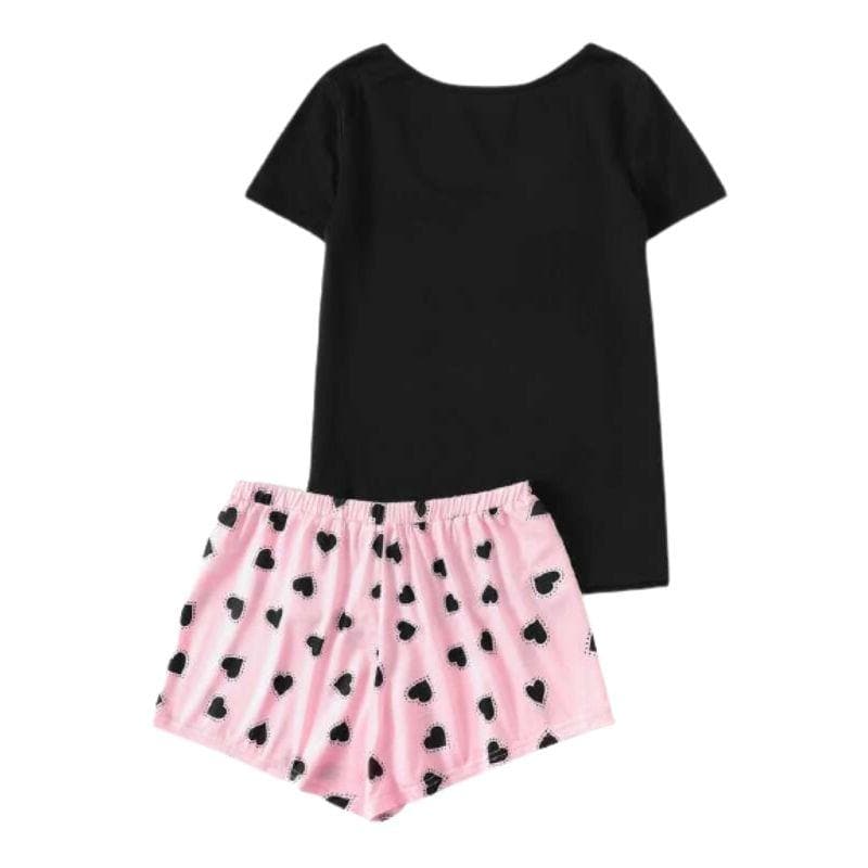 Heart Print Drawstring Waist Sets
